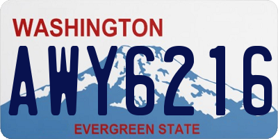 WA license plate AWY6216