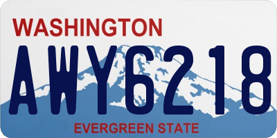 WA license plate AWY6218
