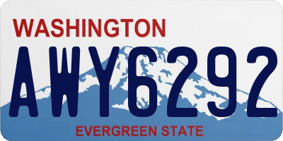 WA license plate AWY6292