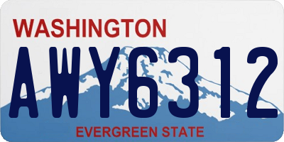 WA license plate AWY6312