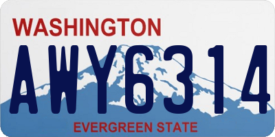 WA license plate AWY6314