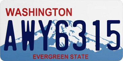 WA license plate AWY6315