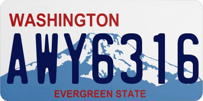 WA license plate AWY6316