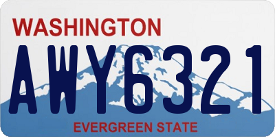 WA license plate AWY6321