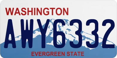 WA license plate AWY6332