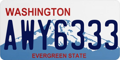 WA license plate AWY6333