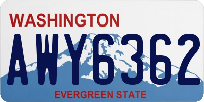 WA license plate AWY6362