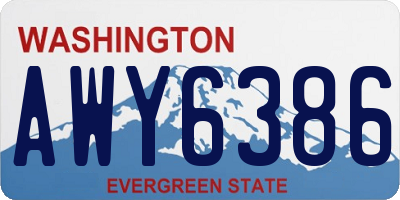 WA license plate AWY6386
