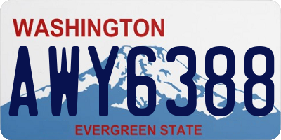 WA license plate AWY6388
