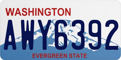 WA license plate AWY6392