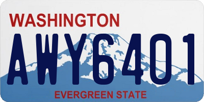 WA license plate AWY6401