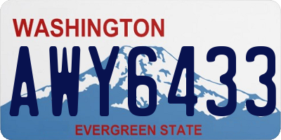 WA license plate AWY6433