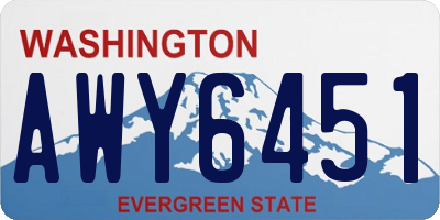 WA license plate AWY6451