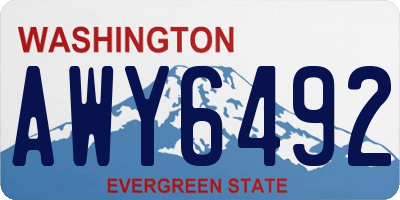 WA license plate AWY6492