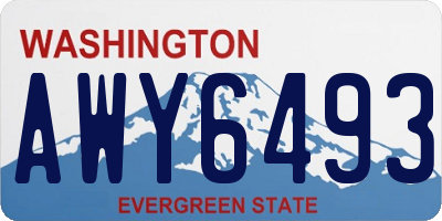 WA license plate AWY6493