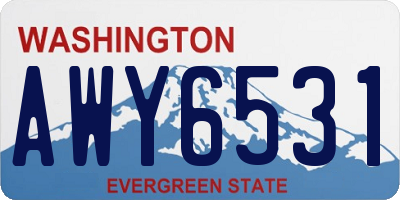 WA license plate AWY6531
