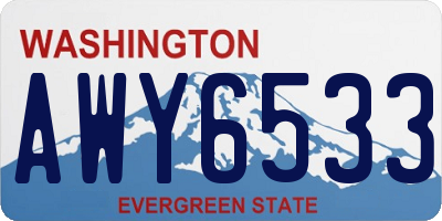 WA license plate AWY6533