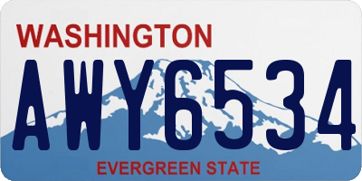 WA license plate AWY6534