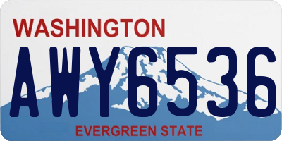 WA license plate AWY6536