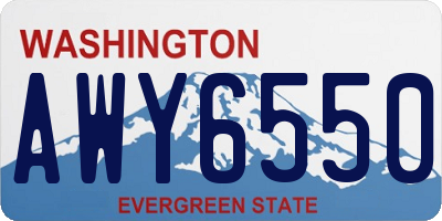 WA license plate AWY6550