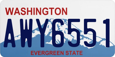 WA license plate AWY6551