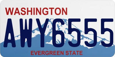 WA license plate AWY6555