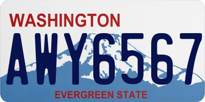WA license plate AWY6567