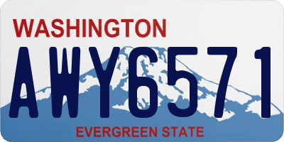 WA license plate AWY6571