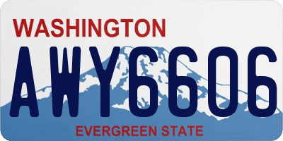 WA license plate AWY6606