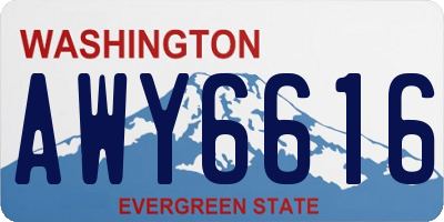 WA license plate AWY6616