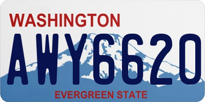 WA license plate AWY6620