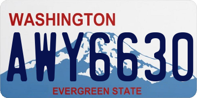 WA license plate AWY6630