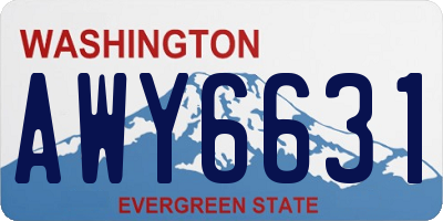 WA license plate AWY6631