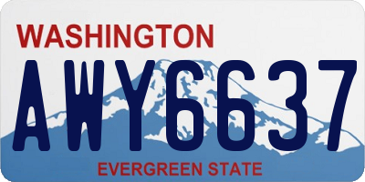 WA license plate AWY6637