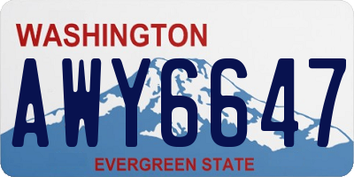 WA license plate AWY6647