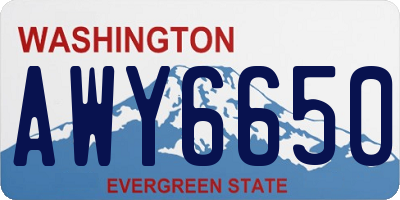 WA license plate AWY6650