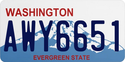 WA license plate AWY6651