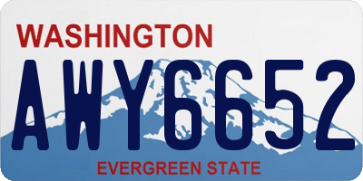 WA license plate AWY6652