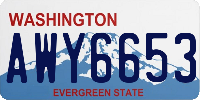 WA license plate AWY6653