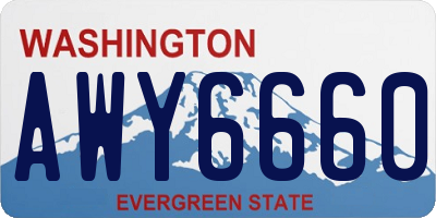WA license plate AWY6660