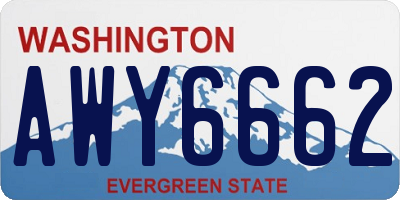WA license plate AWY6662