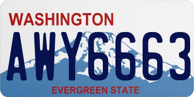 WA license plate AWY6663