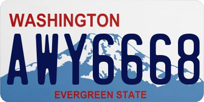 WA license plate AWY6668