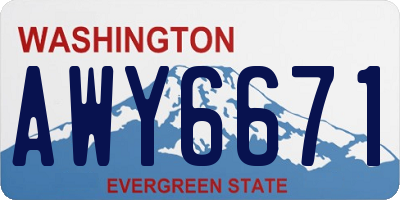 WA license plate AWY6671