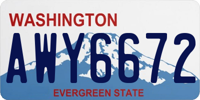 WA license plate AWY6672