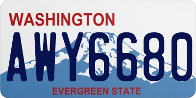 WA license plate AWY6680