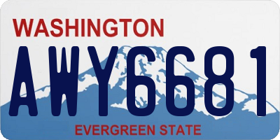 WA license plate AWY6681