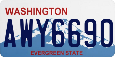 WA license plate AWY6690