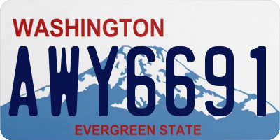 WA license plate AWY6691