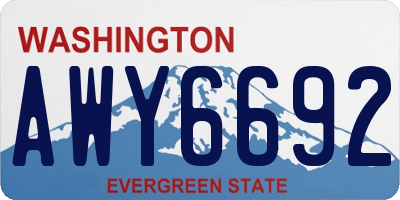 WA license plate AWY6692